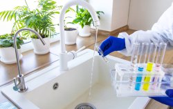 Kontrolle vom Wasser wird durchgeführt