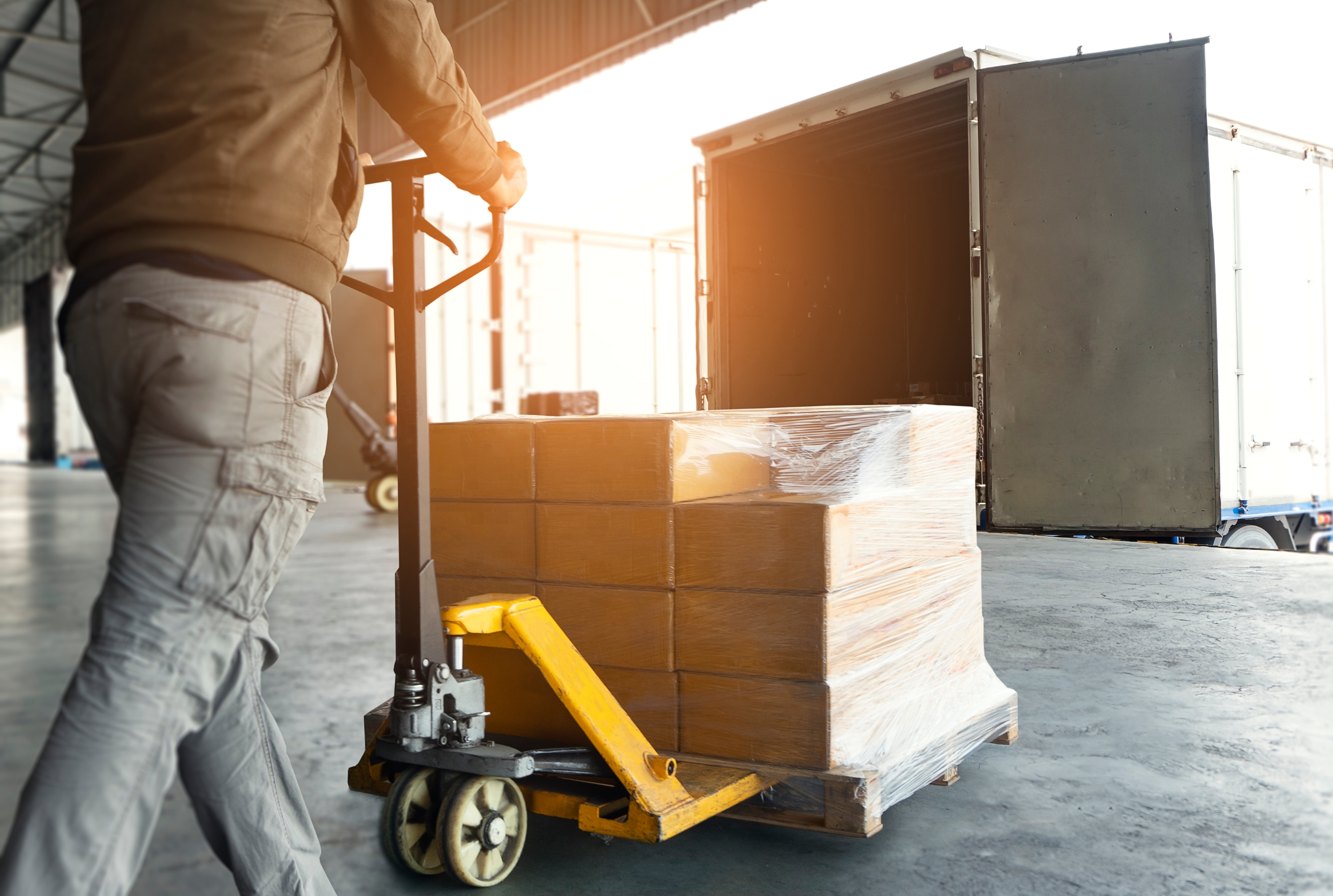 AdobeStock_378787605 Person lädt Ware in eine LKW ein