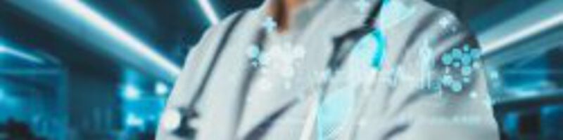 Dna Ein Doktor der digitale Zeichen vor sich hat