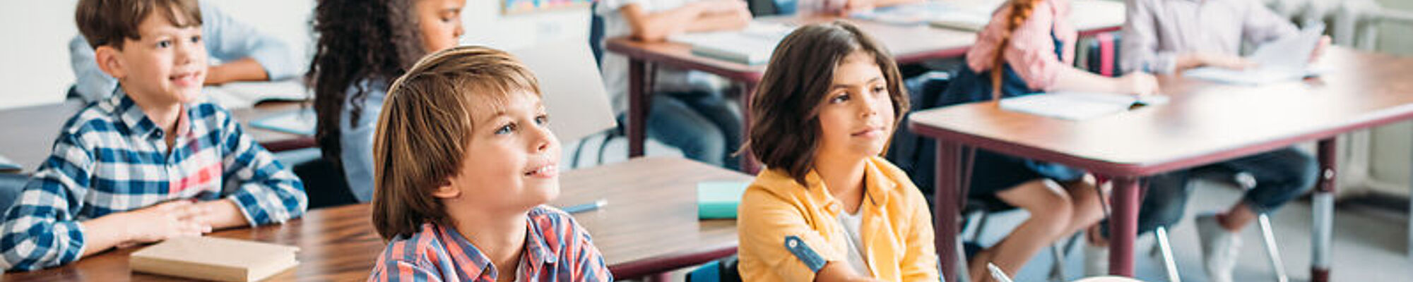 Schülerinnen und Schüler sitzen im Unterricht